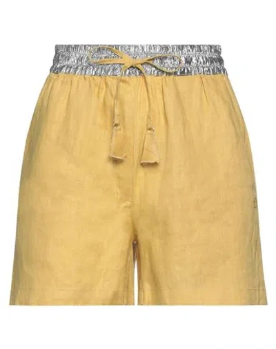 Ottod'ame Woman Shorts & Bermuda Shorts Mustard Size 2 Linen, Cotton, Polyamide In Yellow