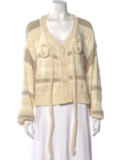 Pre-owned Ottolinger Striped V-neck Sweater In Neutrals