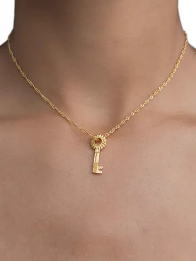 Ottoman Hands Guiding Star Key Necklace In 골드 톤