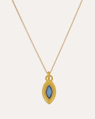 Ottoman Hands Marquise Labradorite Pendant Necklace In Multi