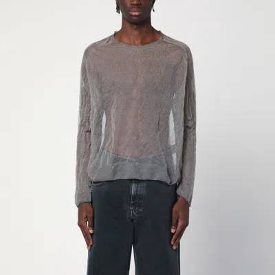 Our Legacy Semi-transparent Grey Jumper In Silk Blend