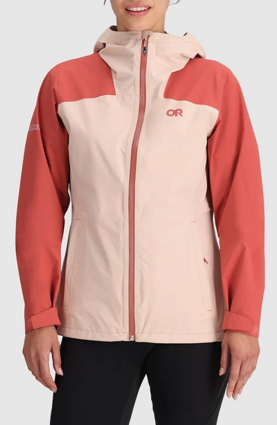 Outdoor Research Stratoburst Packable Rain Jacket In Sienna/ Moondust