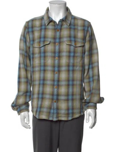 Pre-owned Outerknown Plaid Print Long Sleeve Shirt In Blue/green