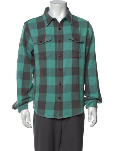 Pre-owned Outerknown Plaid Print Long Sleeve Shirt In Green