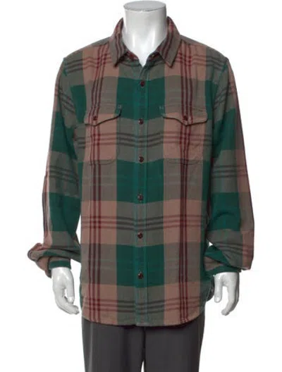 Pre-owned Outerknown Plaid Print Long Sleeve Shirt In Green