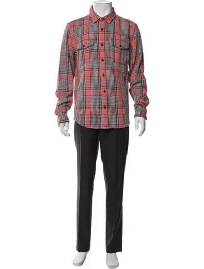Pre-owned Outerknown Plaid Print Long Sleeve Shirt In Red