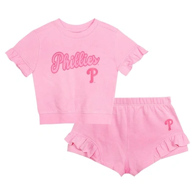 Outerstuff Kids' Girls Toddler Fanatics Branded Pink Philadelphia Phillies Dugout Cute T-shirt & Shorts Set