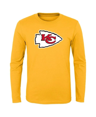 Outerstuff Kids' Little Boys And Girls Gold Kansas City Chiefs Primary Logo Long Sleeve T-shirt