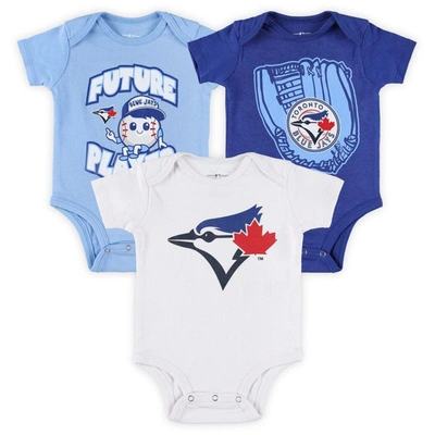 Outerstuff Babies' Newborn & Infant Royal/powder Blue/white Toronto Blue Jays Minor League Player Three-pack Bodysuit S