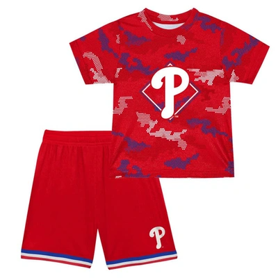 Outerstuff Kids' Toddler Fanatics Branded Red Philadelphia Phillies Field Ball T-shirt & Shorts Set