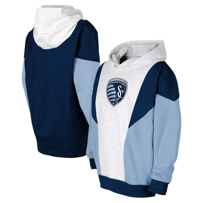 Outerstuff Kids' Youth Ash/navy Sporting Kansas City Champion League Fleece Pullover Hoodie