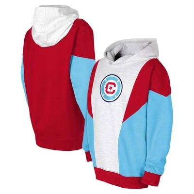 Outerstuff Kids' Youth Ash/red Chicago Fire Champion League Fleece Pullover Hoodie