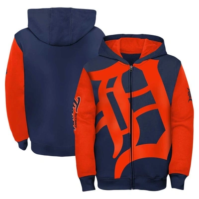 Outerstuff Kids' Youth Fanatics Branded Navy/orange Detroit Tigers Postcard Full-zip Hoodie Jacket In Navy,orange