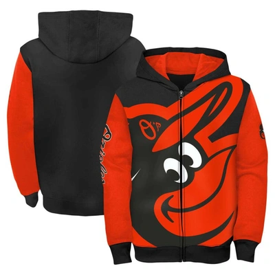 Outerstuff Kids'  Youth Fanatics Branded Orange/black Baltimore Orioles Postcard Full-zip Hoodie Jacket In Orange,black