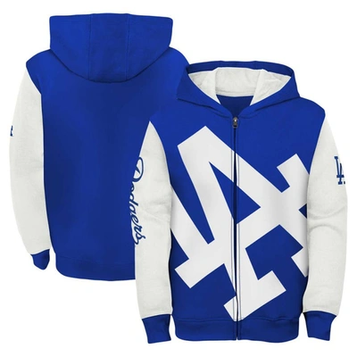 Outerstuff Kids' Youth Fanatics Branded Royal/white Los Angeles Dodgers Postcard Full-zip Hoodie Jacket
