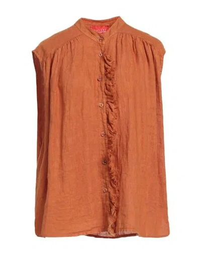 Ouvert Dimanche Woman Shirt Camel Size Onesize Linen In Orange