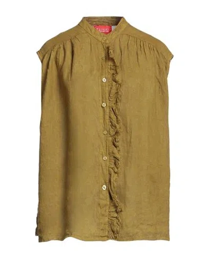 Ouvert Dimanche Woman Shirt Military Green Size Onesize Linen