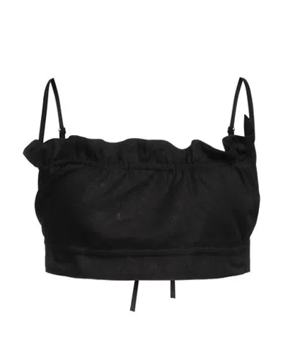 Ow Collection Woman Top Black Size L Viscose, Linen