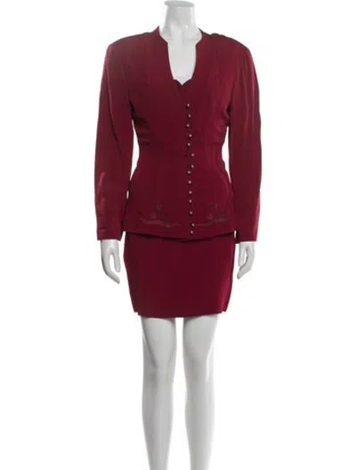 Pre-owned Ozbek Vintage 1989 Skirt Suit In Red