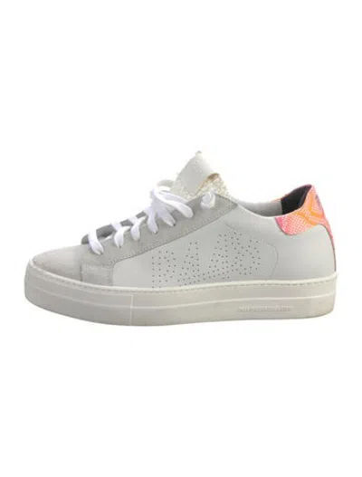 Pre-owned P448 Leather Animal Print Sneakers In White