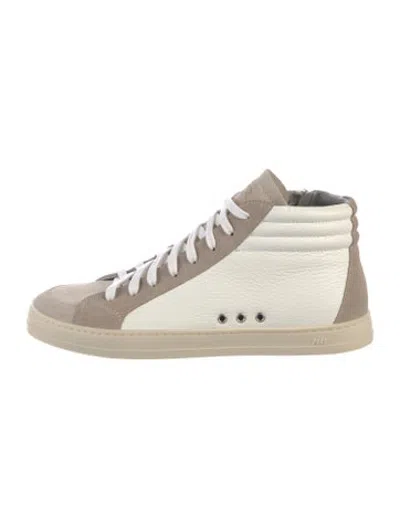 Pre-owned P448 Leather Colorblock Pattern Sneakers In Grey/white