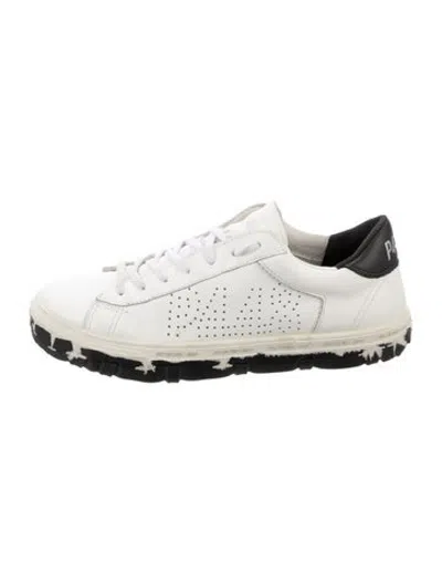 Pre-owned P448 Leather Graphic Print Sneakers In Black/white