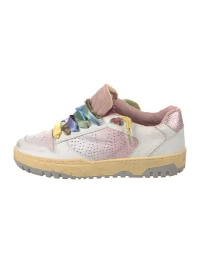 Pre-owned P448 Leather Printed Sneakers In White