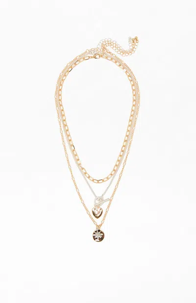 Pacsun Heart Toggle Layered Necklace In Gold