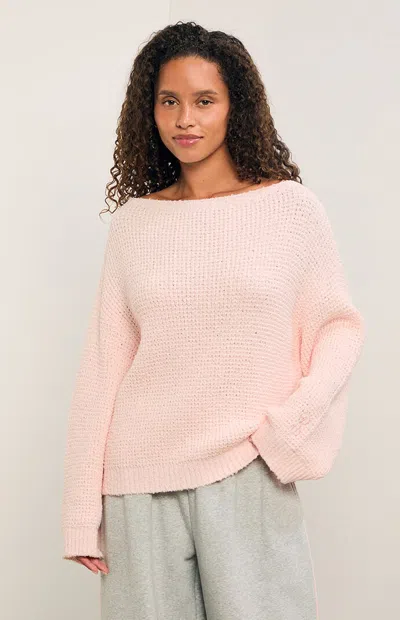 Pacsun Women's Fern Waffle Knit Boat Neck Sweater In Light Pink