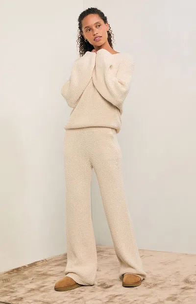 Pacsun Women's Fern Waffle Knit Wide Leg Pants In Ivory In Pink