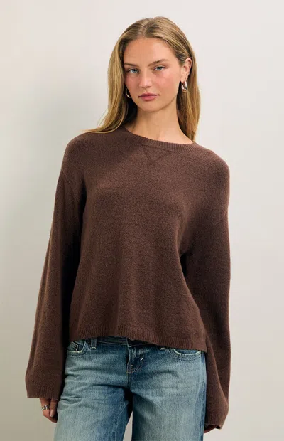 Pacsun Women's Sienna Contrast Crew Neck Sweater In Brown