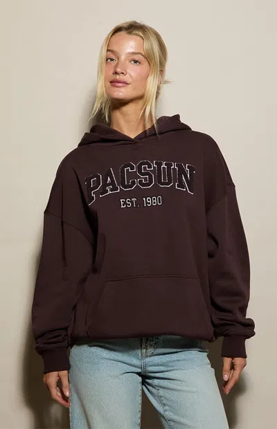 Pacsun Women's Ultra Soft Fleece Embroidered Hoodie In Brown