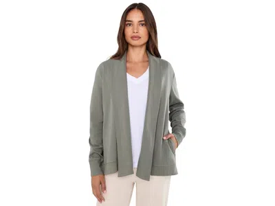 Pact Airplane Short Drape Cardigan Women's Sweater Castor Green: Xl In Gray