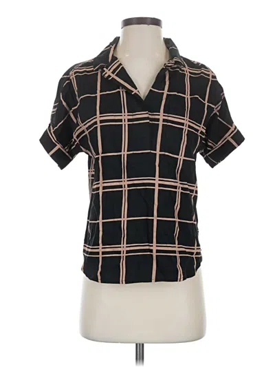 Pre-owned Pact Short Sleeve Blouse In Black
