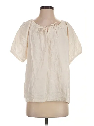 Pre-owned Pact Short Sleeve Blouse In Ivory