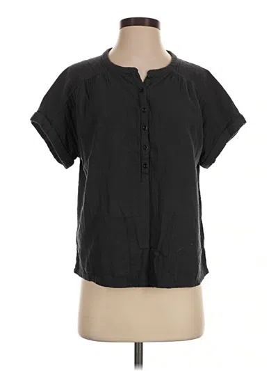Pre-owned Pact Short Sleeve Henley Shirt In Black