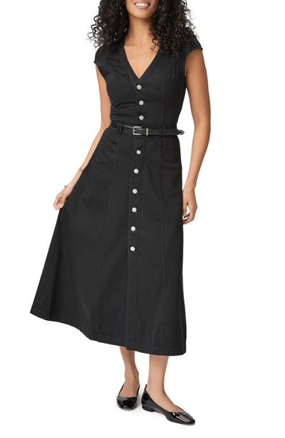 Paige Aida Cotton Blend Midi A-line Shirtdress In Vintage Black