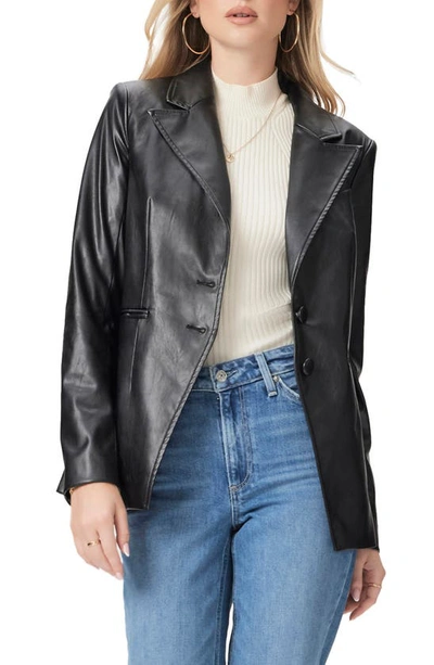 Paige Charli Faux Leather Blazer In Black