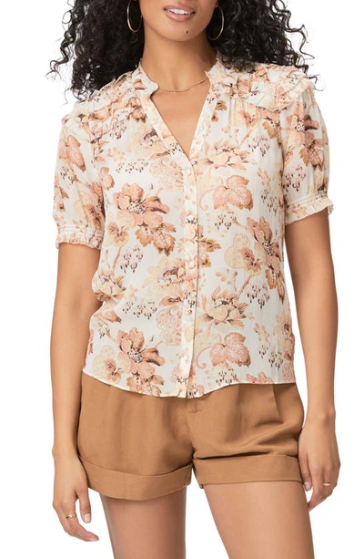 Paige Floral Silk Button-up Shirt In Cream Multi