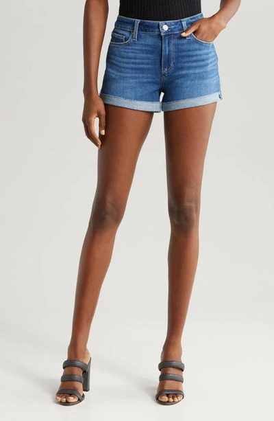 Paige Jimmy Jimmy High Waist Cuff Denim Shorts In Blue