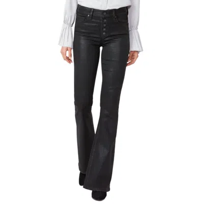 Paige Lou Lou Coated High Rise Flare Jeans In Black