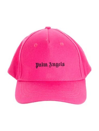 Pre-owned Palm Angels Cotton Embroidered Logo Baseball Cap In Black/pink