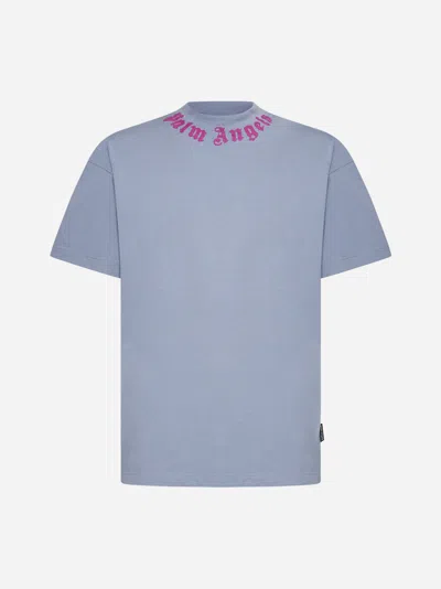Palm Angels Logo Cotton T-shirt In Blue