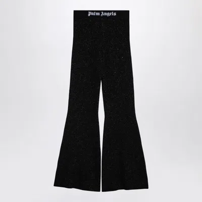 Palm Angels Logo Lurex Flared Trousers In Black