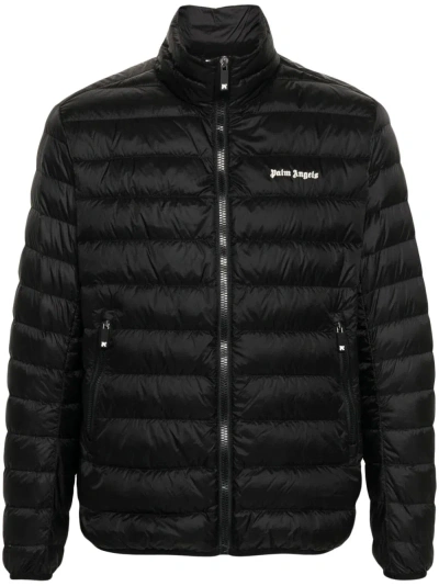 Palm Angels Lightweight Down Jacket With Embroidered Logo For Men In Black