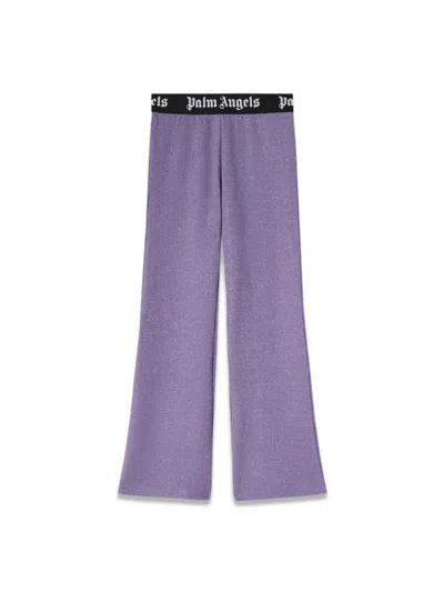 Palm Angels Logoband Lurexrib Flarepants In Purple