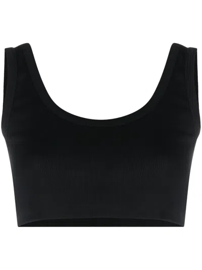 Palm Angels Logo-print Cropped Tank Top In Black
