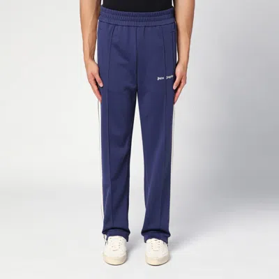 Palm Angels Navy Track Pants In Navy Blue,off White