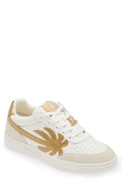 Palm Angels Palm Beach University Low Top Trainer In White Gold