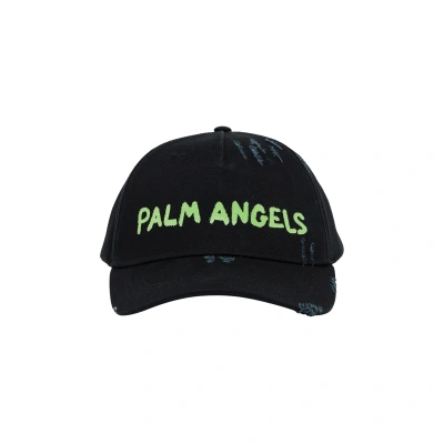 Pre-owned Palm Angels Seasonal Logo Cap 'black/green Fluorescent'